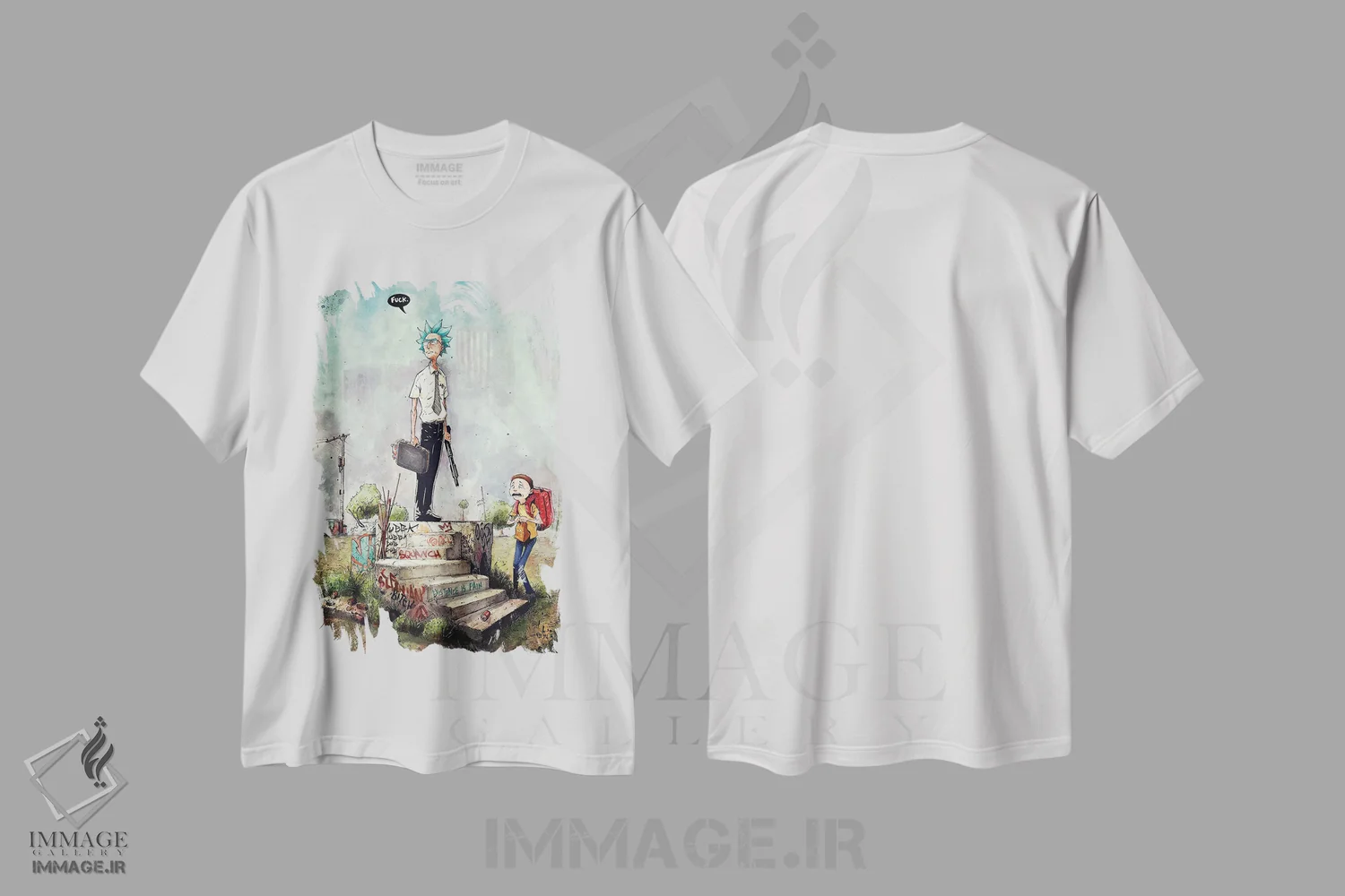 تیشرت سفید طرح دار – تیشرت گیمینگ ,ریک سانچز در فیلم سقوط اثر مارسلو ونتورا فروشگاه ایماژ