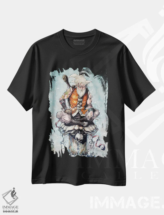 تیشرت مشکی طرح دار – تیشرت انیمه ,استاد گوکو اثر مارسلو ونتورا immage.ir
