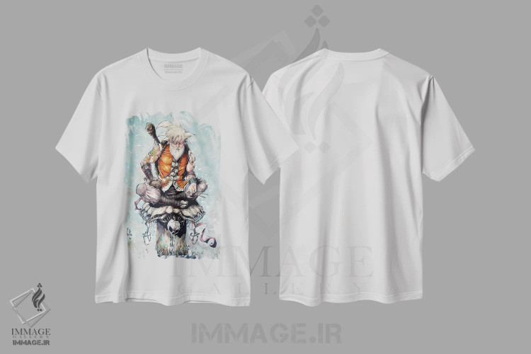 تیشرت سفید طرح دار – تیشرت انیمه ,استاد گوکو اثر مارسلو ونتورا فروشگاه ایماژ