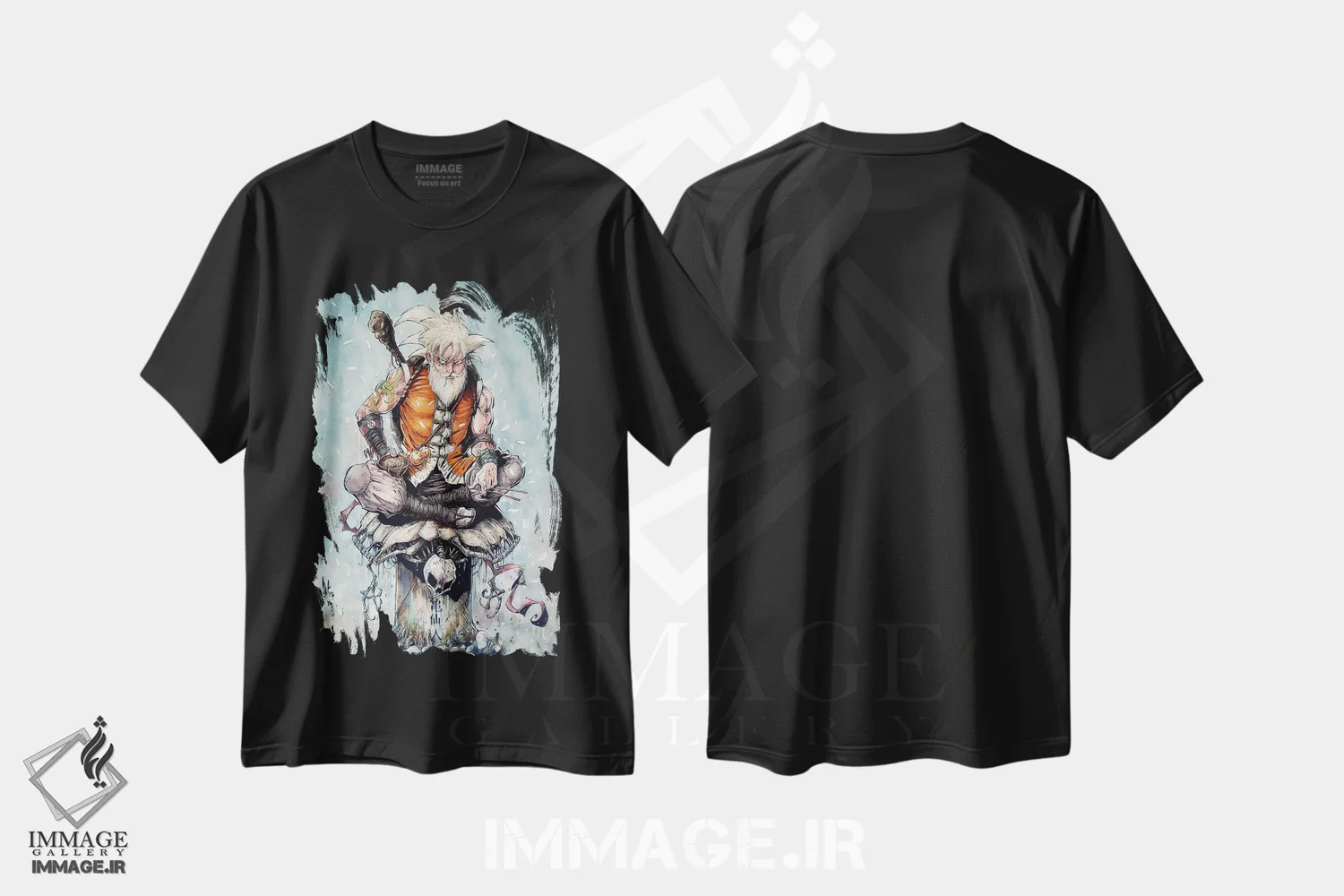 تیشرت مشکی طرح دار – تیشرت انیمه ,استاد گوکو اثر مارسلو ونتورا immage.ir