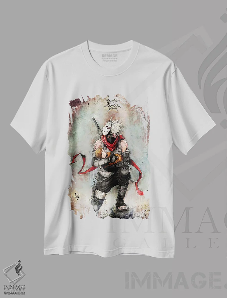 تیشرت سفید طرح دار – تیشرت انیمه ,کاکاشی از ناروتو اثر مارسلو ونتورا immage.ir