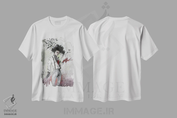 تیشرت سفید طرح دار – تیشرت سینمایی ,ادوارد دست قیچی اثر مارسلو ونتورا فروشگاه ایماژ