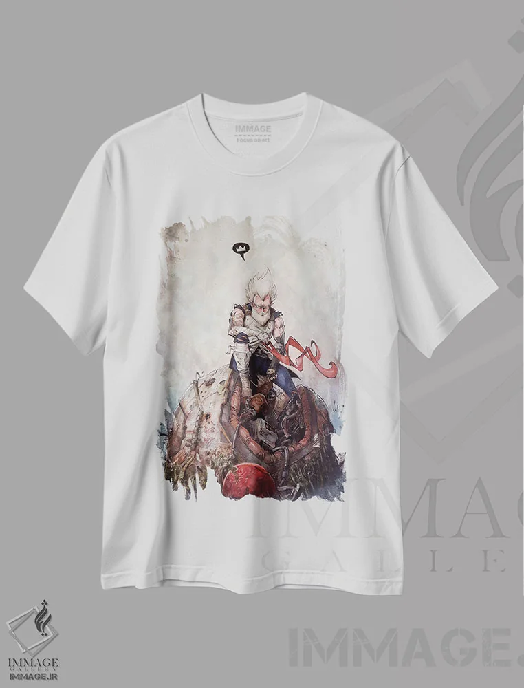 تیشرت سفید طرح دار – تیشرت انیمه ,وجیتای پیر اثر مارسلو ونتورا فروشگاه ایماژ