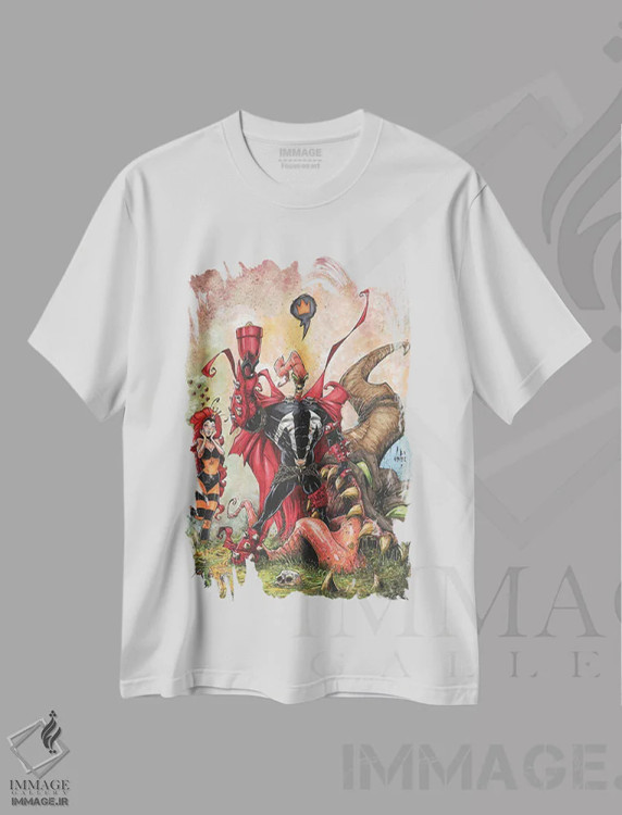 تیشرت سفید طرح دار – تیشرت فانتزی ,موجود کرم خاکی اثر مارسلو ونتورا فروشگاه ایماژ