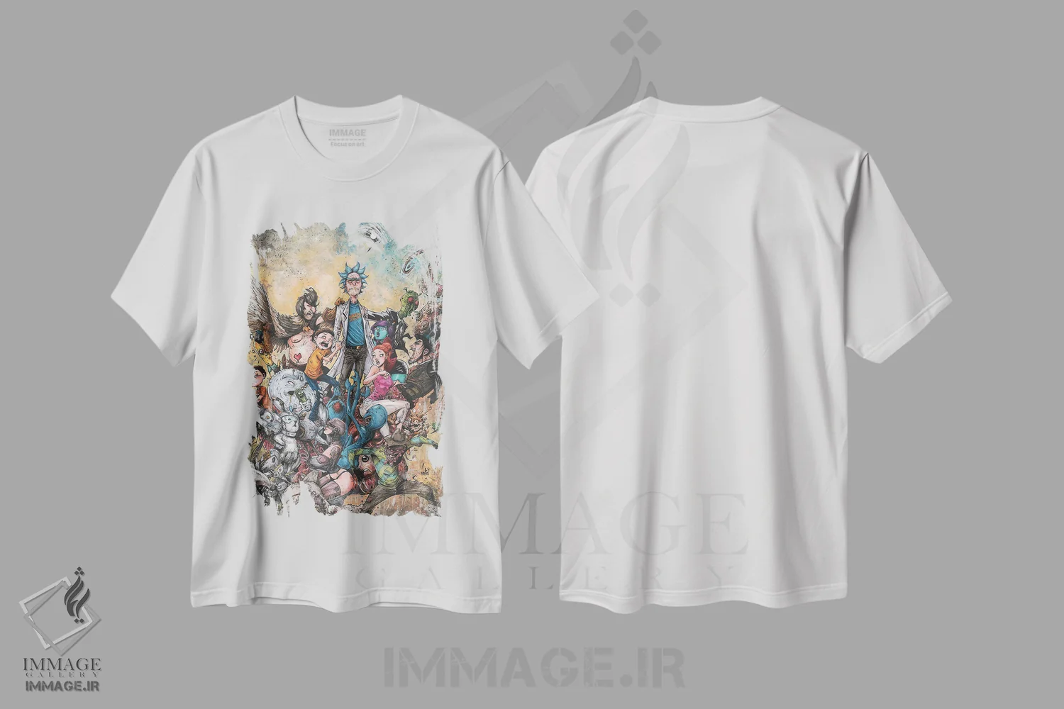 تیشرت سفید طرح دار – تیشرت ریک و مورتی ,ریک و مورتی حماسی اثر مارسلو ونتورا فروشگاه ایماژ