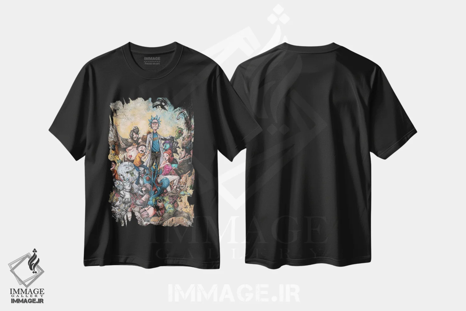 تیشرت مشکی طرح دار – تیشرت ریک و مورتی ,ریک و مورتی حماسی اثر مارسلو ونتورا immage.ir
