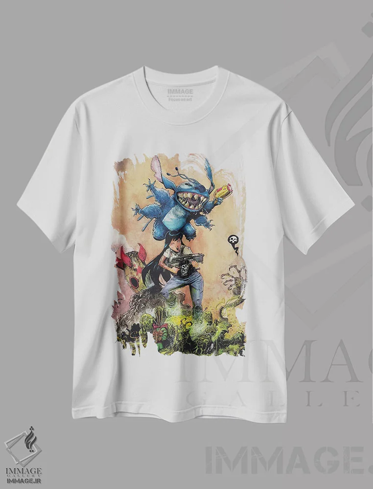 تیشرت سفید طرح دار – تیشرت کارتونی ,استیچ اثر مارسلو ونتورا فروشگاه ایماژ