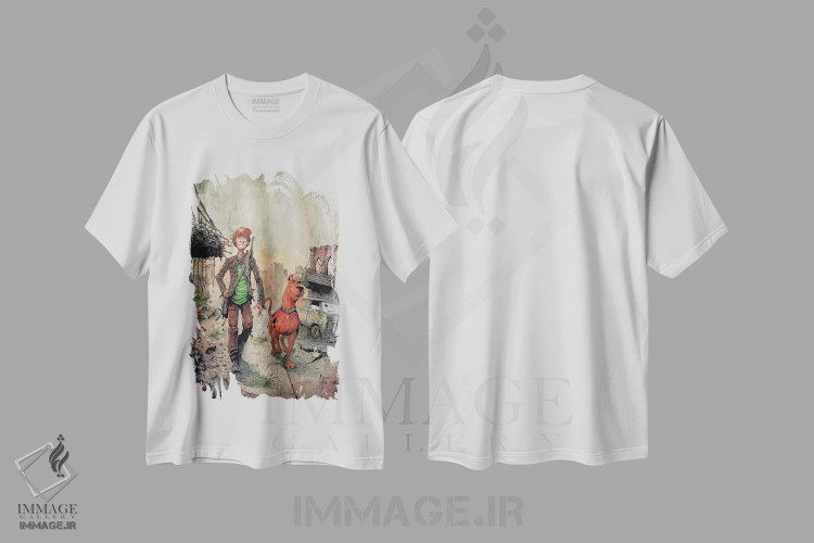تیشرت سفید طرح دار – تیشرت کارتونی ,افسانه های شگی و اسکوبی اثر مارسلو ونتورا immage.ir