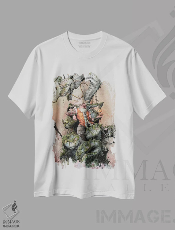 تیشرت سفید طرح دار – تیشرت انیمه ,گوکو در چندجهانی اثر مارسلو ونتورا immage.ir