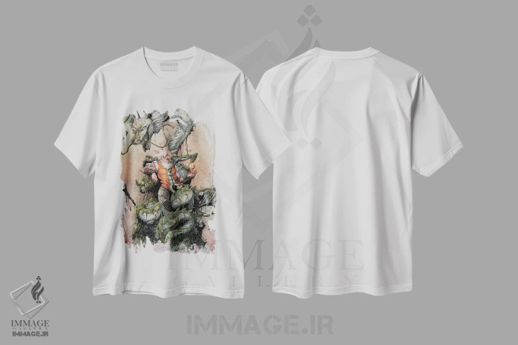 تیشرت سفید طرح دار – تیشرت انیمه ,گوکو در چندجهانی اثر مارسلو ونتورا immage.ir