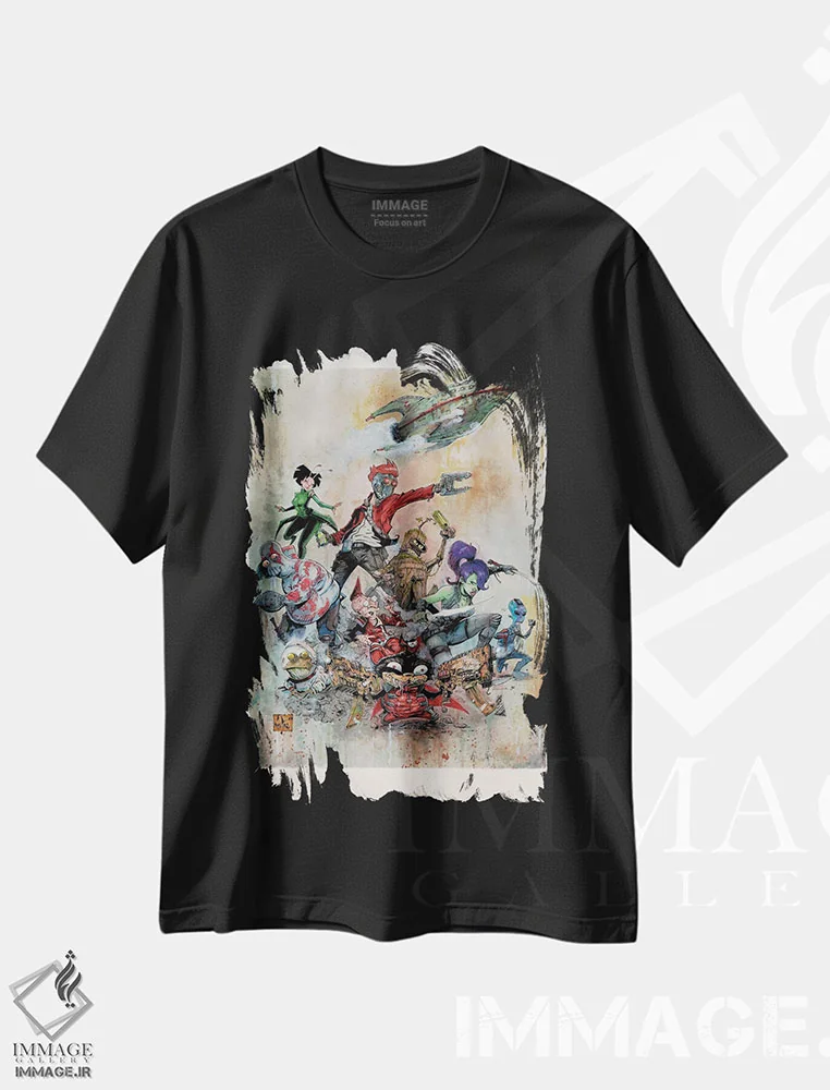 تیشرت مشکی طرح دار – تیشرت انیمیشن ,نگهبانان تحویل اثر مارسلو ونتورا فروشگاه ایماژ
