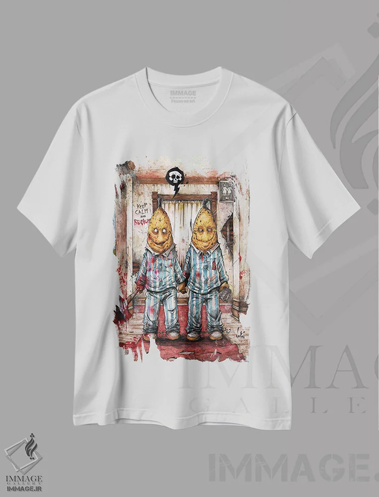 تیشرت سفید طرح دار – تیشرت فانتزی ,موزها با لباس خواب اثر مارسلو ونتورا فروشگاه ایماژ