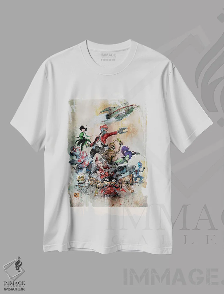 تیشرت سفید طرح دار – تیشرت انیمیشن ,نگهبانان تحویل اثر مارسلو ونتورا immage.ir