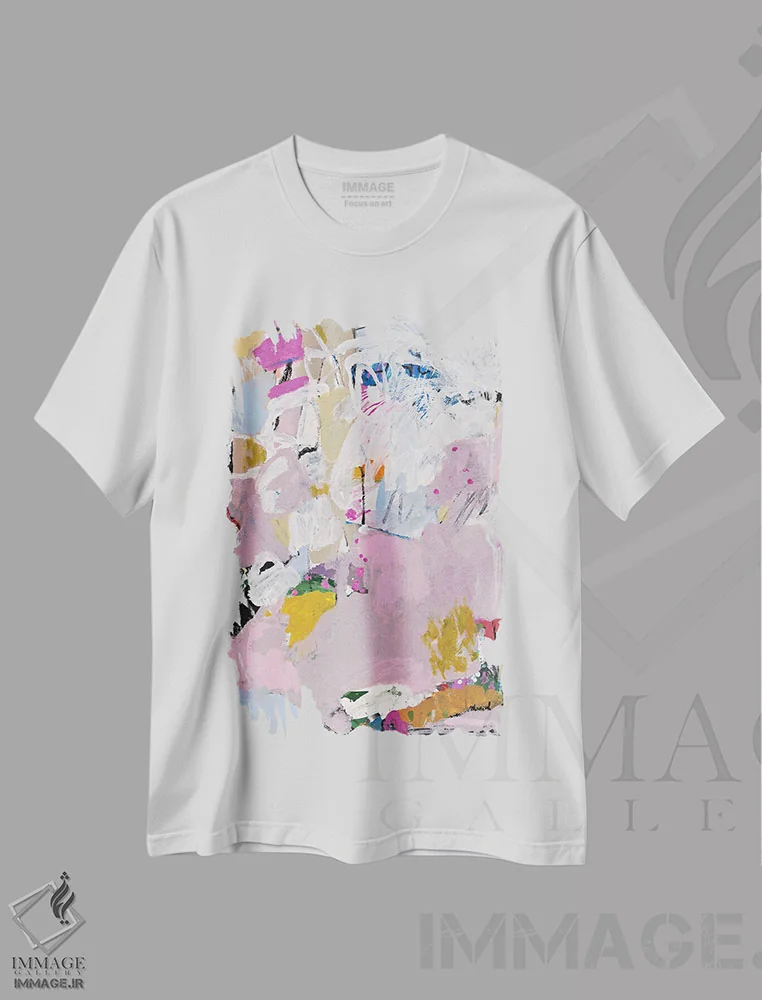 تیشرت سفید طرح دار – تیشرت انتزاعی ,زمزمه اثر ماریسول اِورا immage.ir