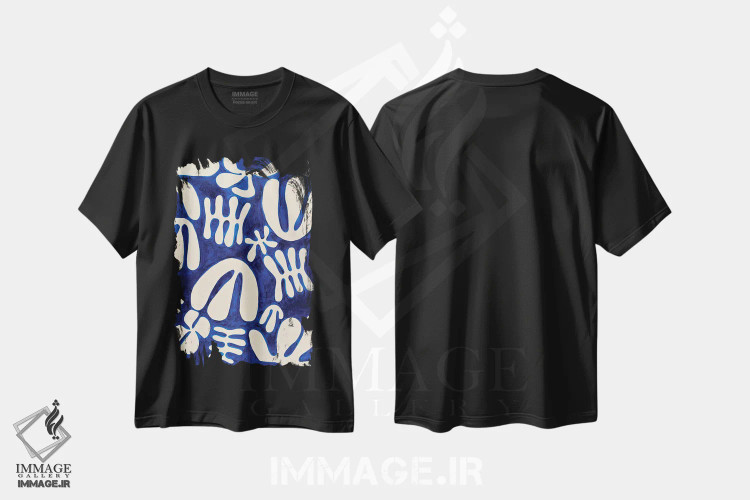 تیشرت مشکی طرح دار – تیشرت مینیمال ,سفید و آبی اثر ماریسول اِورا فروشگاه ایماژ