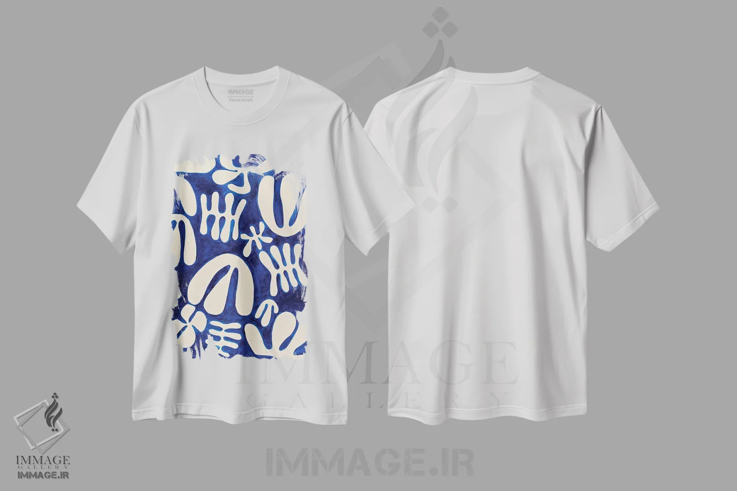 تیشرت سفید طرح دار – تیشرت مینیمال ,سفید و آبی اثر ماریسول اِورا immage.ir