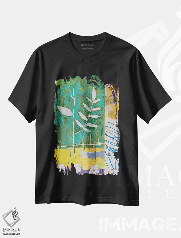 تیشرت مشکی طرح دار – تیشرت گیاهی ,آتشفشان گیاهان اثر ماریسول اِورا فروشگاه ایماژ