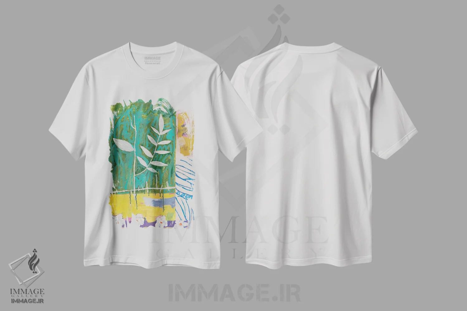 تیشرت سفید طرح دار – تیشرت گیاهی ,آتشفشان گیاهان اثر ماریسول اِورا immage.ir