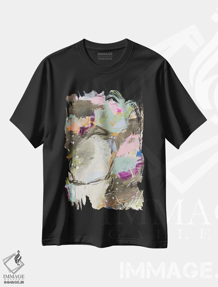 تیشرت مشکی طرح دار – تیشرت مینیمال ,دور زدن اثر ماریسول اِورا immage.ir
