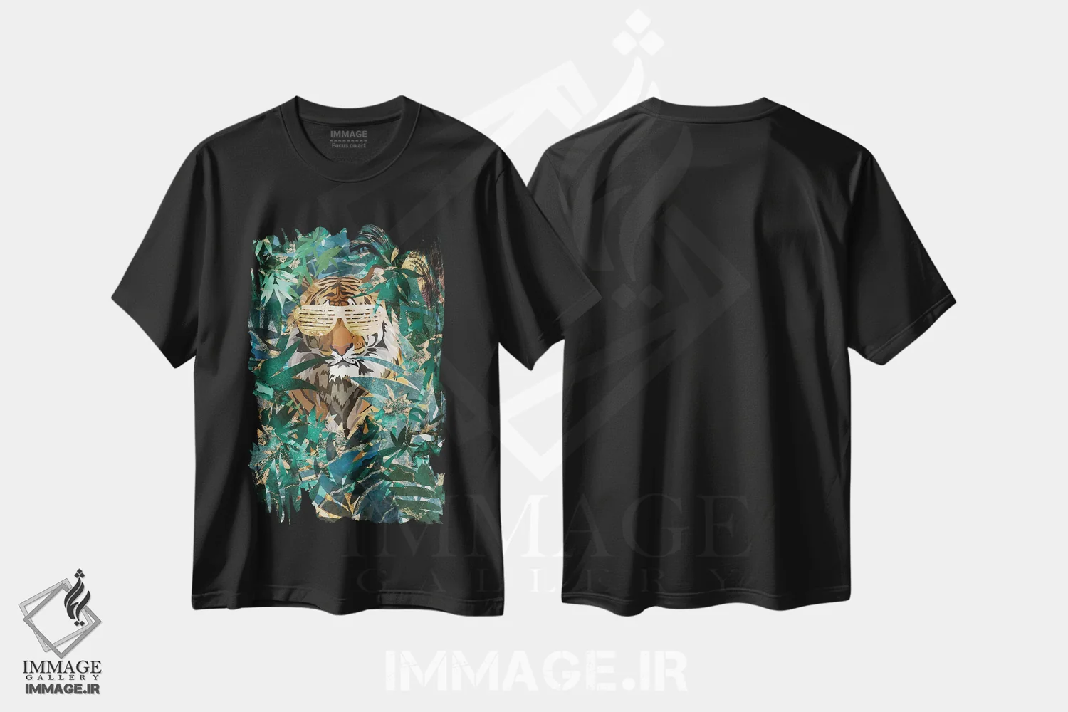 تیشرت مشکی طرح دار – تیشرت حیوانات ,ببر هیپ هاپ در جنگل اثر سارا مانوفسکی immage.ir