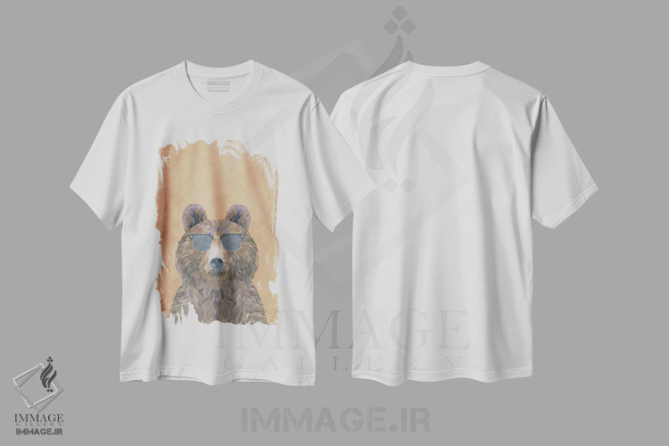 تیشرت سفید طرح دار – تیشرت فانتزی ,خرس قهوه ای باحال اثر سارا مانوفسکی immage.ir