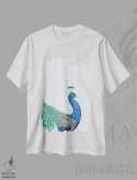 تیشرت سفید طرح دار – تیشرت حیوانات ,طاووس بی نقص اثر سارا مانوفسکی immage.ir