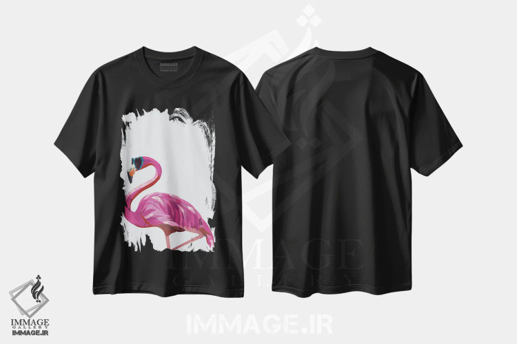 تیشرت مشکی طرح دار – تیشرت فانتزی ,فلامینگو با عینک قلبی اثر سارا مانوفسکی immage.ir