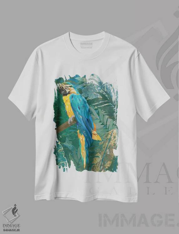 تیشرت سفید طرح دار – تیشرت طبیعت ,ماکائو در جنگل اثر سارا مانوفسکی فروشگاه ایماژ