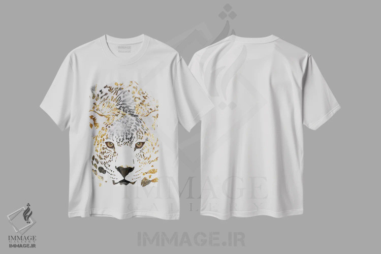 تیشرت سفید طرح دار – تیشرت حیوانات ,پلنگ سفید و طلایی اثر سارا مانوفسکی immage.ir