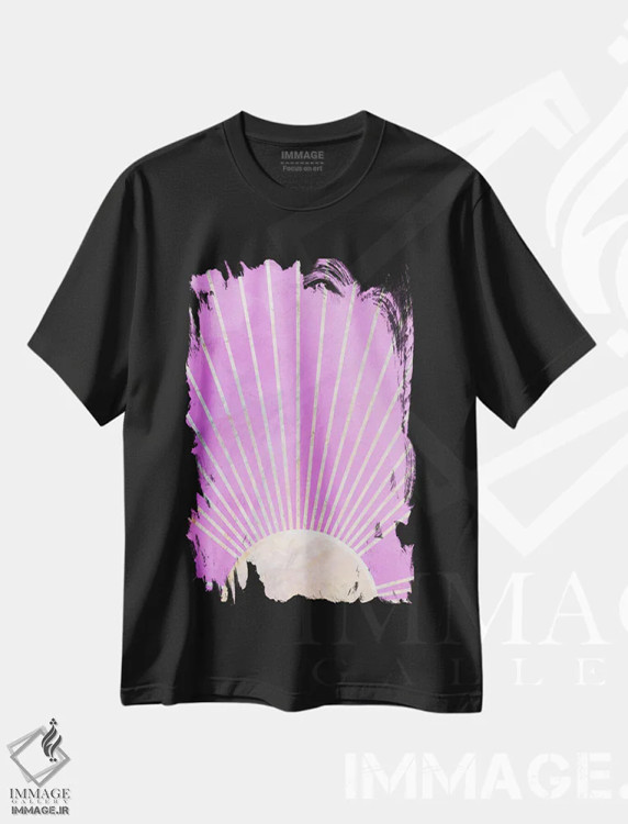 تیشرت مشکی طرح دار – تیشرت هنری ,طلوع آفتاب صورتی باربی اثر سارا مانوفسکی فروشگاه ایماژ