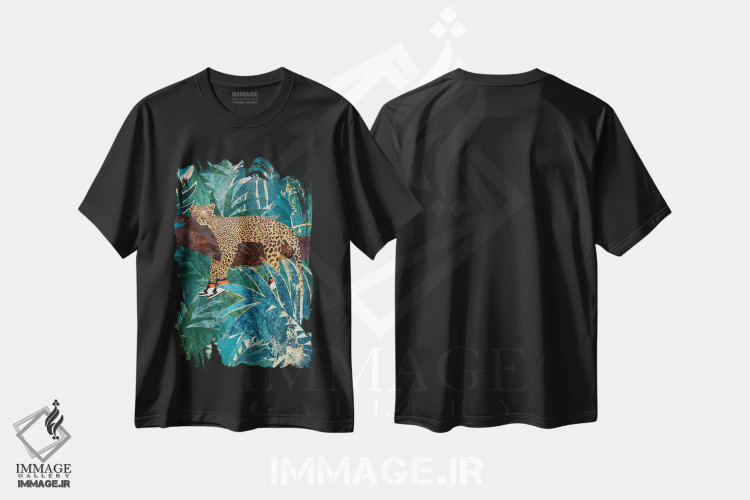 تیشرت مشکی طرح دار – تیشرت اسپرت ,پلنگ با کفش ورزشی اثر سارا مانوفسکی فروشگاه ایماژ