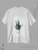 تیشرت سفید طرح دار – تیشرت گیاهان ,سانسوریا فلزی اثر سارا مانوفسکی فروشگاه ایماژ