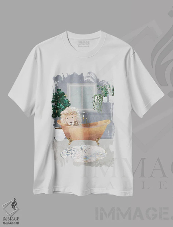 تیشرت سفید طرح دار – تیشرت فانتزی ,شاه لئو در وان مسی اثر سارا مانوفسکی immage.ir