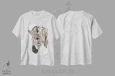 تیشرت سفید طرح دار – تیشرت حیوانات ,گورخر طلایی فلزی با سبک گرانج اثر سارا مانوفسکی فروشگاه ایماژ