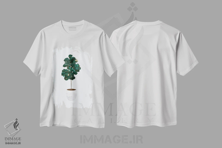 تیشرت سفید طرح دار – تیشرت طبیعت ,انجیر برگ فیلی فلزی اثر سارا مانوفسکی immage.ir