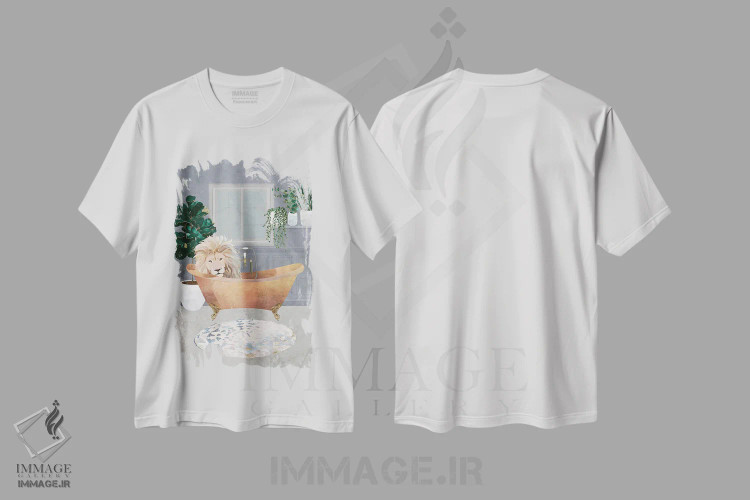 تیشرت سفید طرح دار – تیشرت فانتزی ,شاه لئو در وان مسی اثر سارا مانوفسکی immage.ir