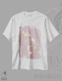 تیشرت سفید طرح دار – تیشرت حیوانات ,ماهی کوی : سیلوئت طلایی روی صورتی اثر سارا مانوفسکی فروشگاه ایماژ
