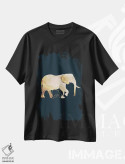 تیشرت مشکی طرح دار – تیشرت حیوانات ,فیل ها : سیلوئت طلایی روی زمینهٔ سیاه اثر سارا مانوفسکی immage.ir