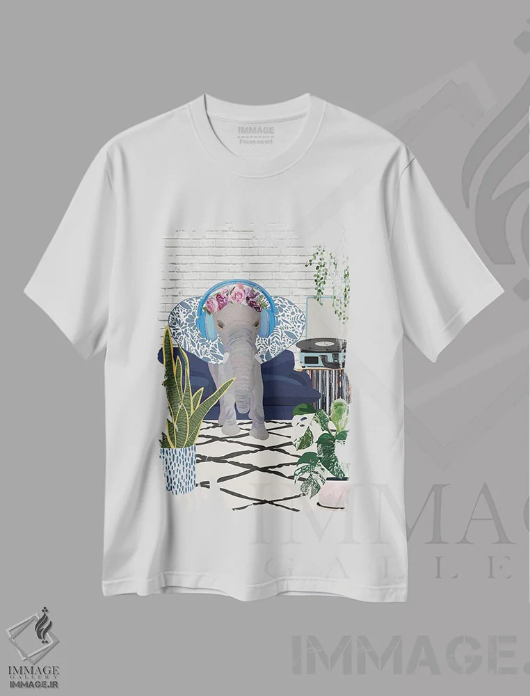 تیشرت سفید طرح دار – تیشرت فانتزی ,اتاق موسیقی فیل اثر سارا مانوفسکی immage.ir