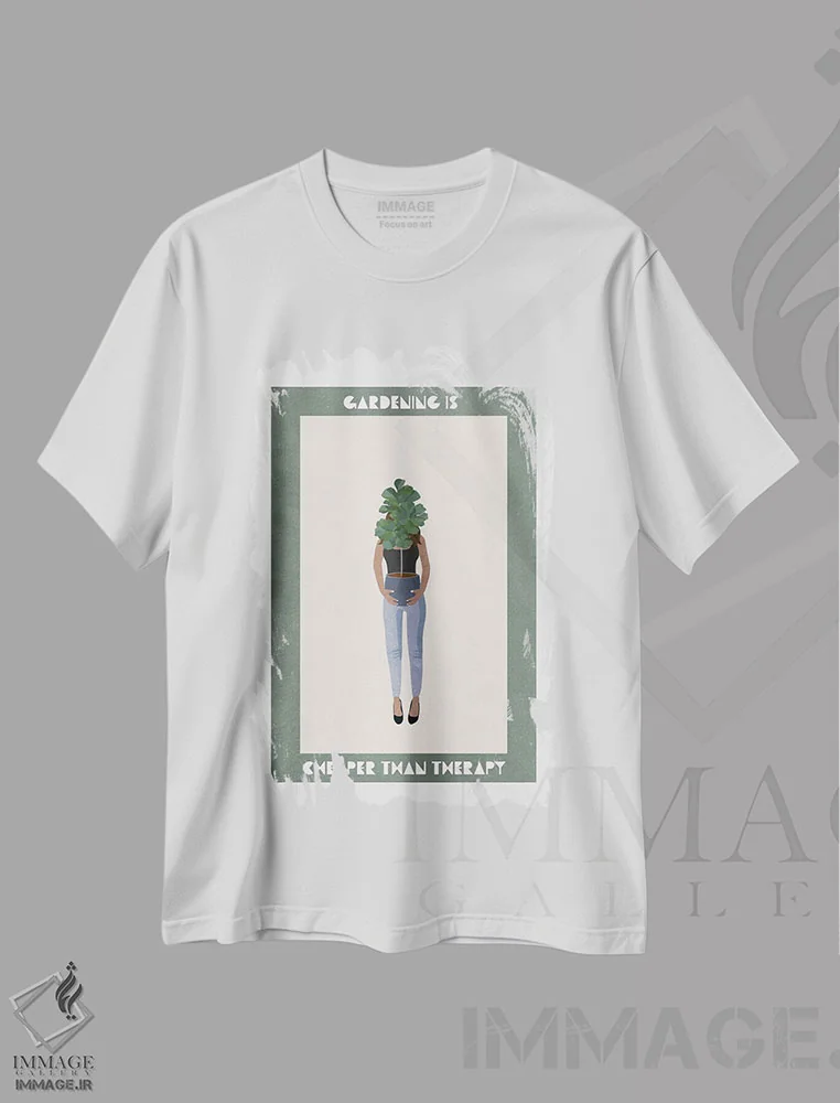 تیشرت سفید طرح دار – تیشرت تایپوگرافی ,باغبانی ارزان تر از درمانگری است اثر سارا مانوفسکی immage.ir