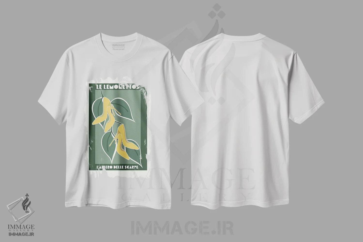 تیشرت سفید طرح دار – تیشرت تایپوگرافی ,درخت لیمویی کفش دار اثر سارا مانوفسکی فروشگاه ایماژ