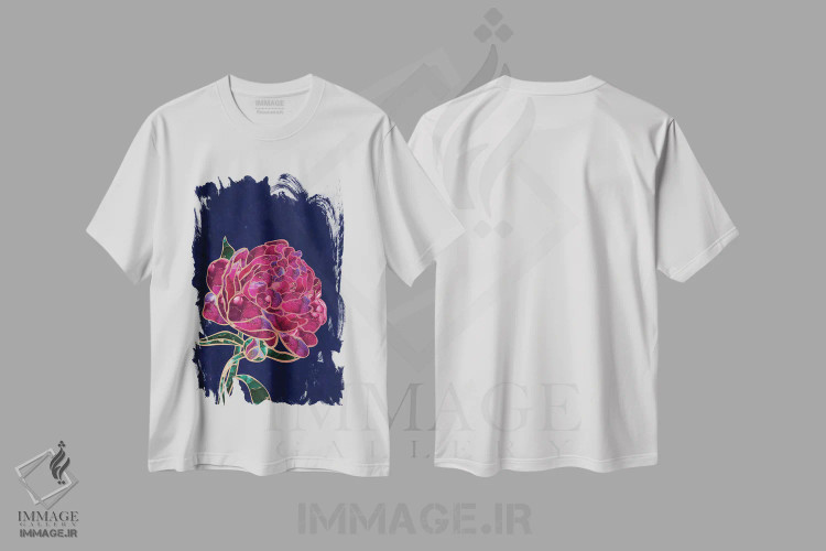 تیشرت سفید طرح دار – تیشرت فانتزی ,گل صدتومانی فلزی اثر سارا مانوفسکی immage.ir