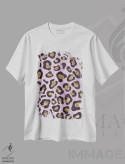 تیشرت سفید طرح دار – تیشرت فانتزی ,نقش پلنگی صورتی طلایی اثر سارا مانوفسکی فروشگاه ایماژ