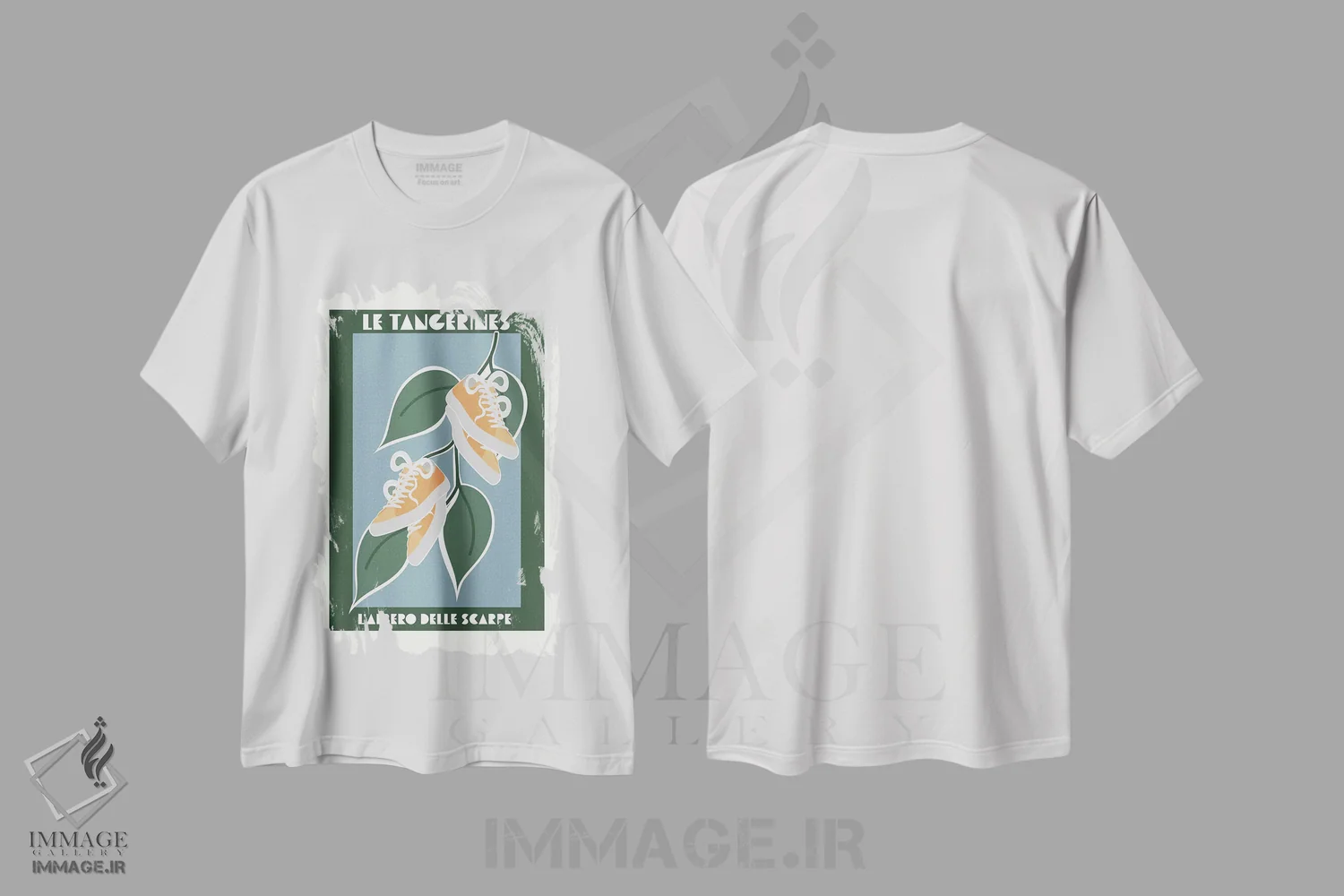 تیشرت سفید طرح دار – تیشرت مدرن ,درخت کتانی نارنجی اثر سارا مانوفسکی فروشگاه ایماژ