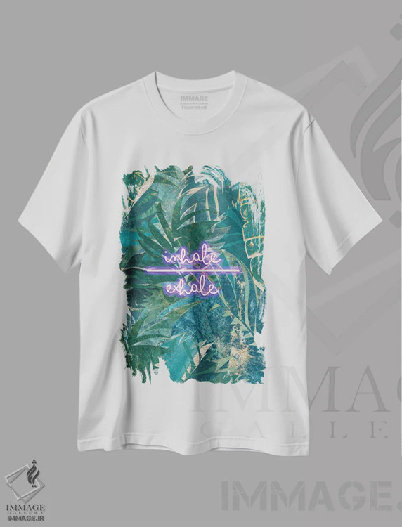 تیشرت سفید طرح دار – تیشرت نئونی ,جنگل نئونی: دم و بازدم اثر سارا مانوفسکی immage.ir