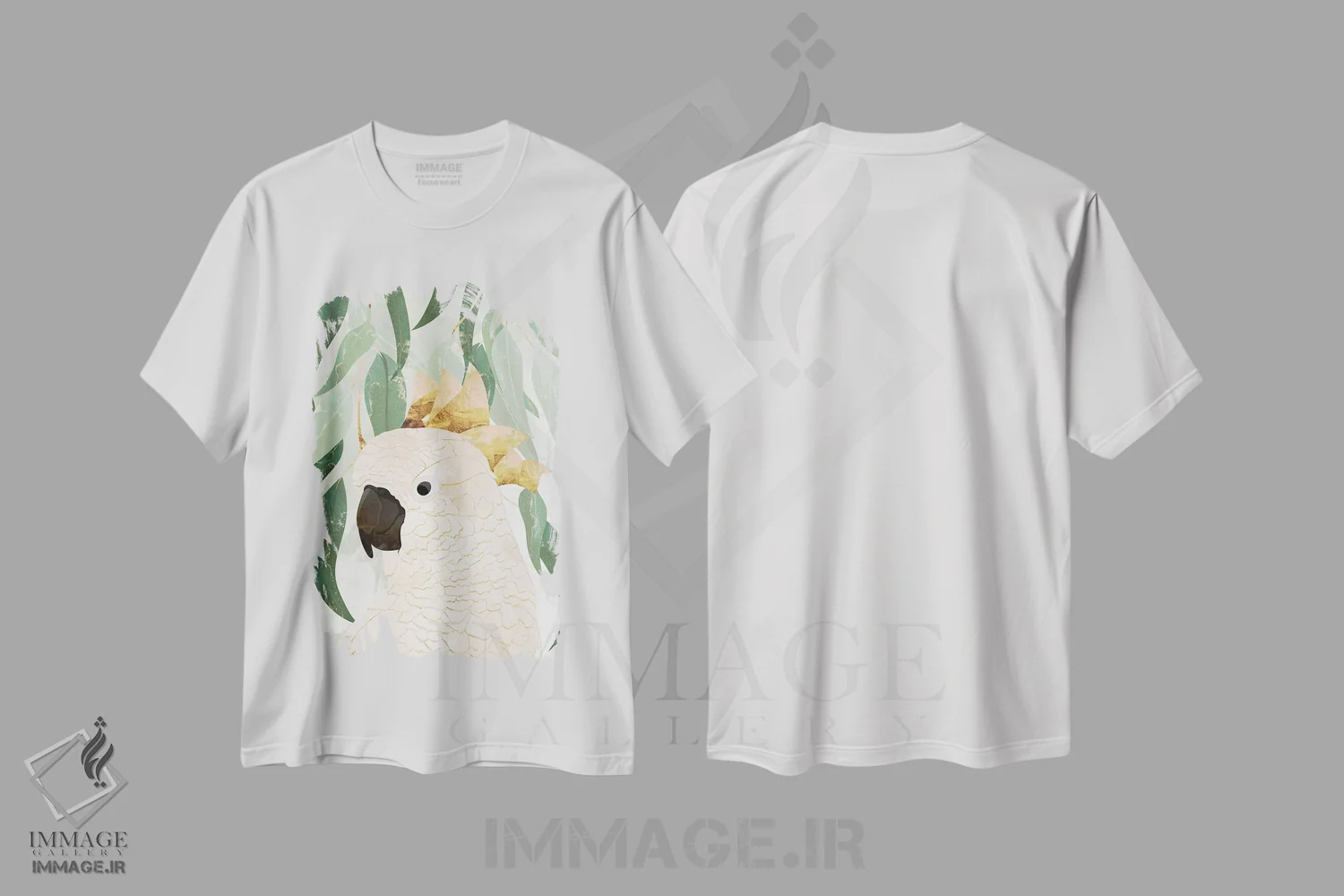 تیشرت سفید طرح دار – تیشرت مینیمال ,طوطی کاکاتو اپرای سیدنی اثر سارا مانوفسکی immage.ir