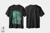 تیشرت مشکی طرح دار – تیشرت طبیعت ,طوطی ماکائو در جنگل اثر سارا مانوفسکی فروشگاه ایماژ