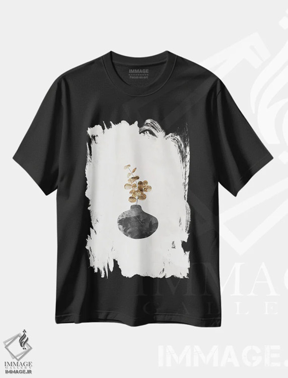 تیشرت مشکی طرح دار – تیشرت گیاهان ,گیاه اکالیپتوس طلایی I اثر سارا مانوفسکی فروشگاه ایماژ