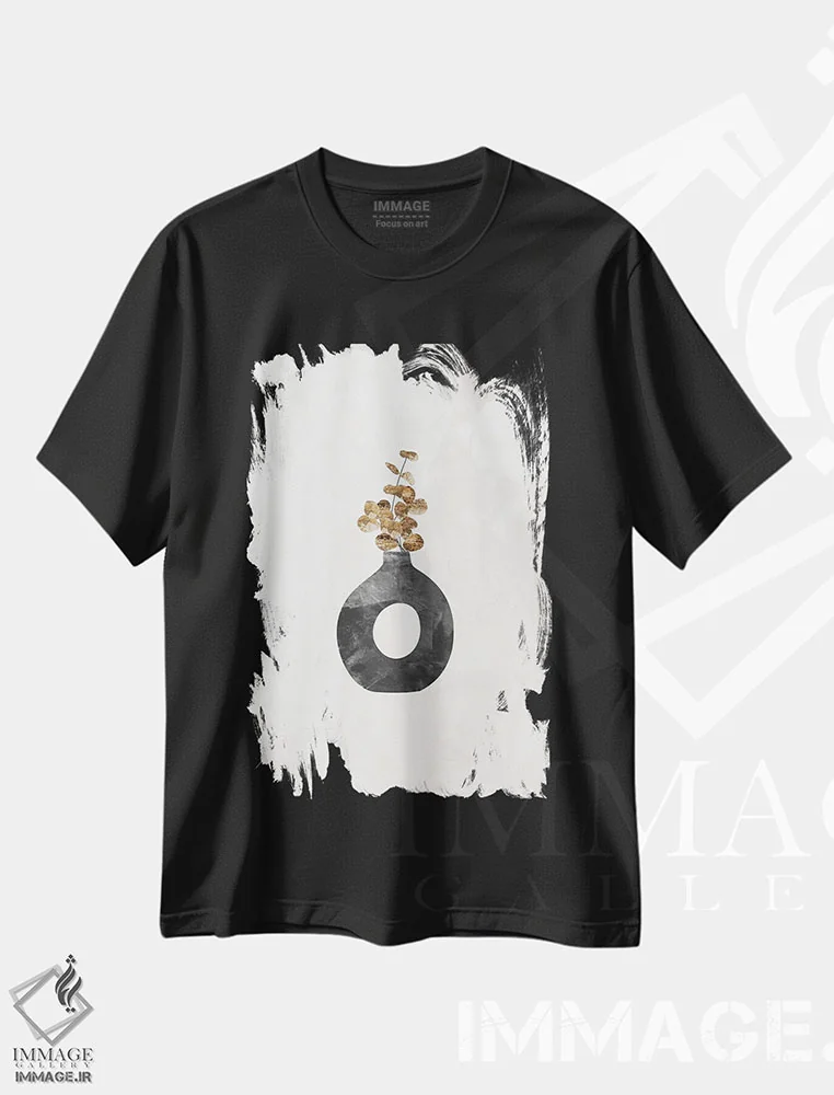 تیشرت مشکی طرح دار – تیشرت هنری ,گیاه اکالیپتوس طلایی II اثر سارا مانوفسکی immage.ir