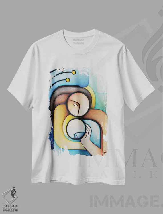 تیشرت سفید طرح دار – تیشرت هنری ,تماس اثر ماسیمو ویتوریوسی فروشگاه ایماژ